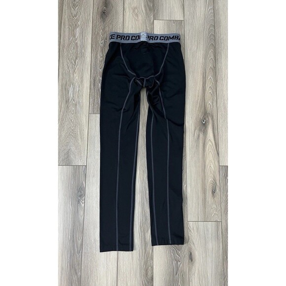 Nike Pro Combat Fleece Ankle Compression Tights Pants Black Mens Sz L *Defect* - Picture 4 of 7